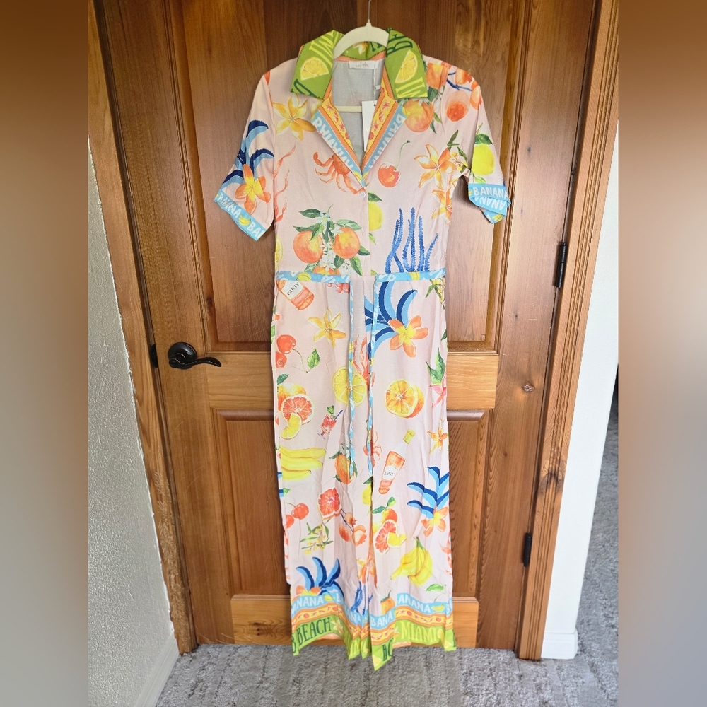 Endless Moon, NWT, Tropical Print Jumpsuit, Sz. S